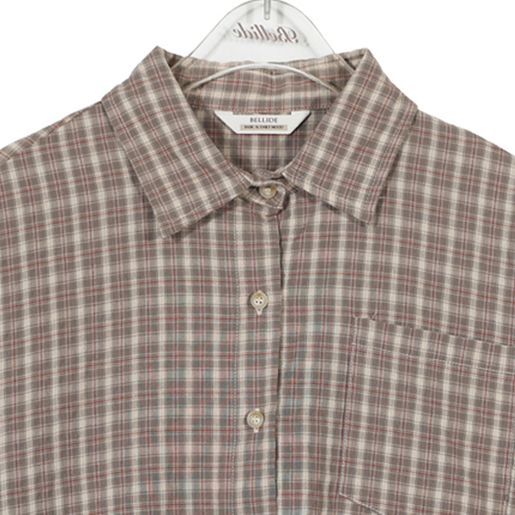 オーバーフィットポケットチェックシャツ