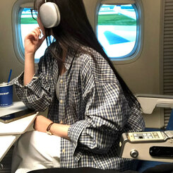 オーバーフィットポケットチェックシャツ BLUE