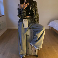 オーバーフィットポケットチェックシャツ BLACK