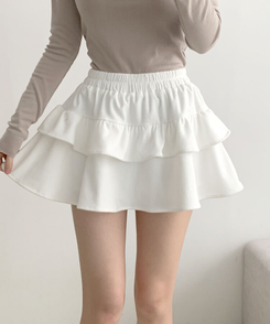 コーデュロイプリーツティアードミニスカート WHITE