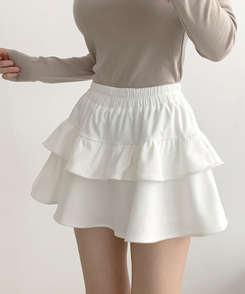 コーデュロイプリーツティアードミニスカート WHITE