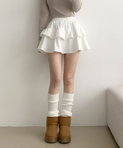 コーデュロイプリーツティアードミニスカート WHITE