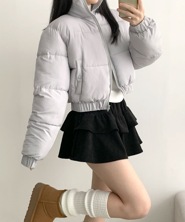 コーデュロイプリーツティアードミニスカート BLACK