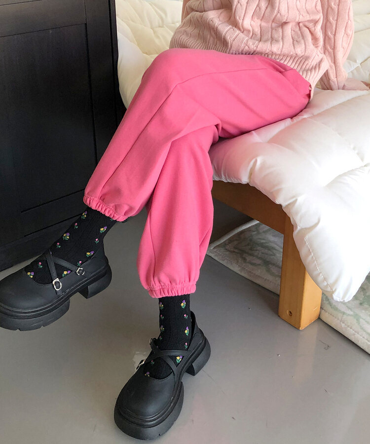 フラワーケーブルソックス BLACK