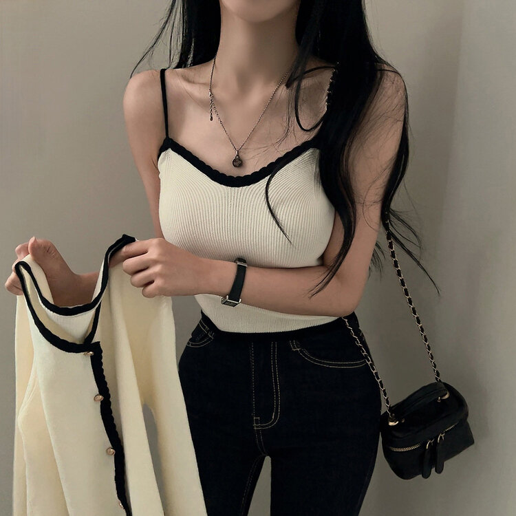 【SET着用可能】クロップキャミソール＋カーディガン IVORY