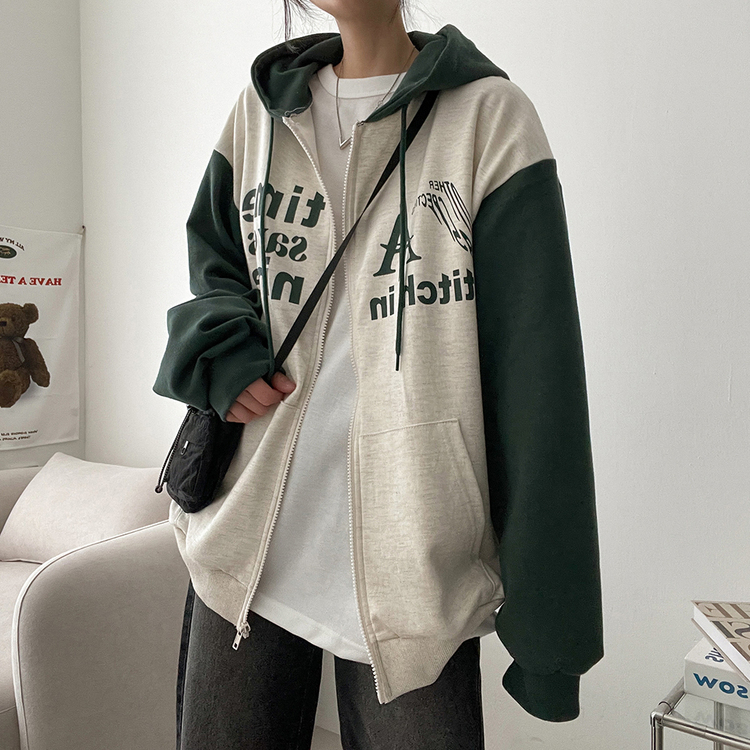 逸品　CHAGE&ASKA　リバーシブルブルゾン　ジャパンヴィンテージ　パーカー レタリングバイカラージップアップパーカー｜ジャンパー｜韓国