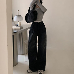 [BELLIDE MADE]ワイドデニムパンツ BLACK DENIM