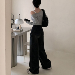 [BELLIDE MADE]ワイドデニムパンツ BLACK DENIM