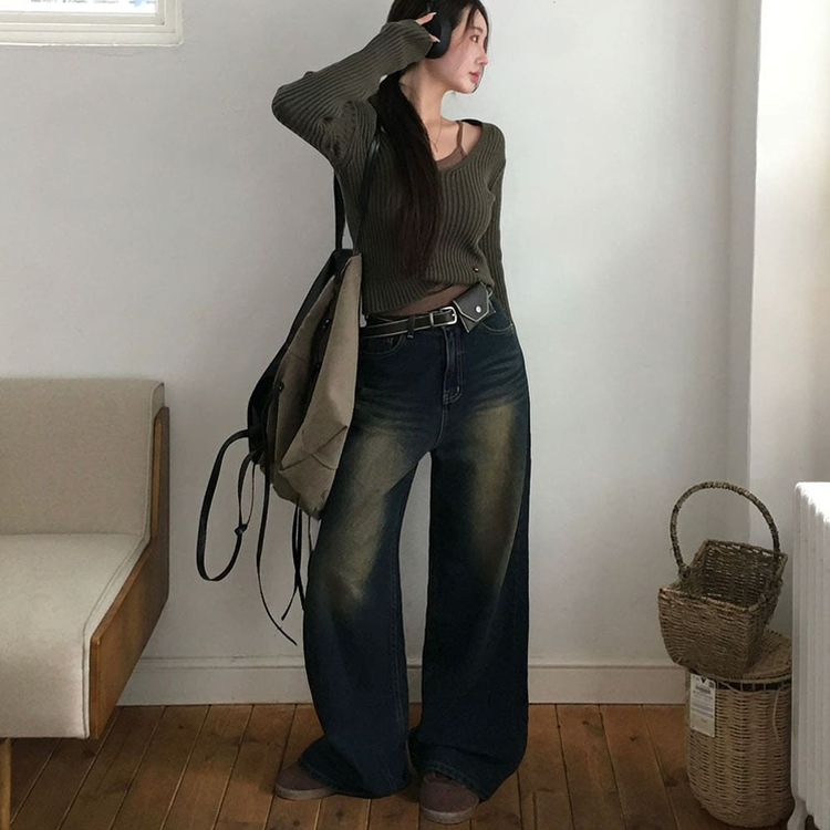 [BELLIDE MADE]ワイドデニムパンツ DARK BLUE