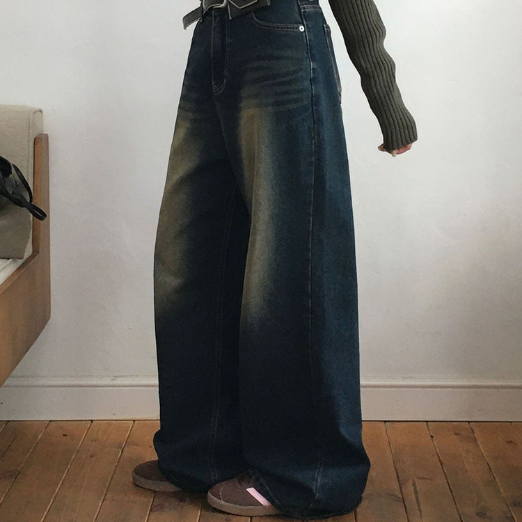 [BELLIDE MADE]ワイドデニムパンツ DARK BLUE