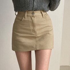 【SHORT/BASIC 丈別】デイリーコットンミニスカート5色 BEIGE