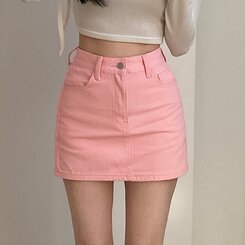 【SHORT/BASIC 丈別】デイリーコットンミニスカート5色 PINK