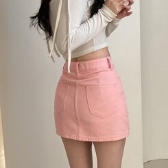 【SHORT/BASIC 丈別】デイリーコットンミニスカート5色 PINK