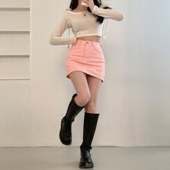 【SHORT/BASIC 丈別】デイリーコットンミニスカート5色 PINK