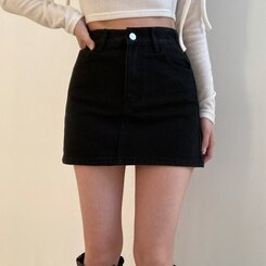 【SHORT/BASIC 丈別】デイリーコットンミニスカート5色 BLACK