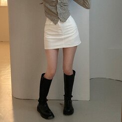 【SHORT/BASIC 丈別】デイリーコットンミニスカート5色 WHITE