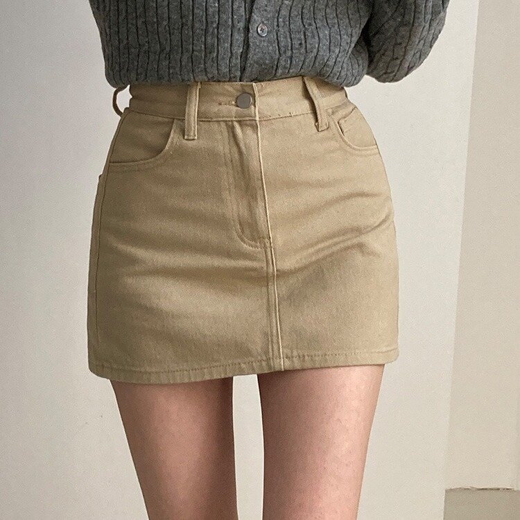 【SHORT/BASIC 丈別】デイリーコットンミニスカート5色 BEIGE