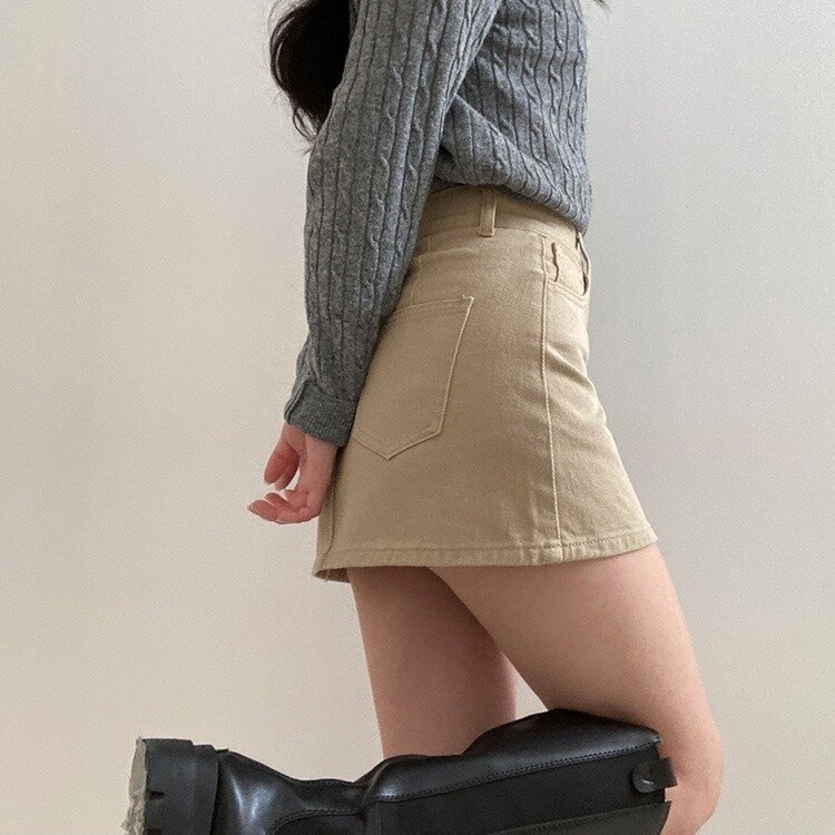 【SHORT/BASIC 丈別】デイリーコットンミニスカート5色 BEIGE