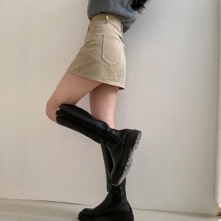 【SHORT/BASIC 丈別】デイリーコットンミニスカート5色 BEIGE