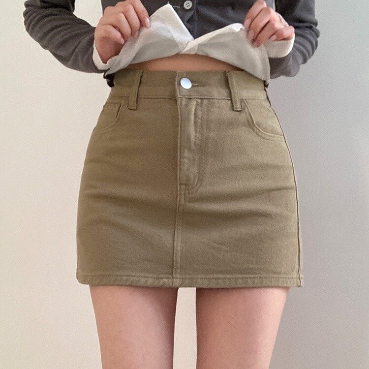 【SHORT/BASIC 丈別】デイリーコットンミニスカート5色 KHAKI