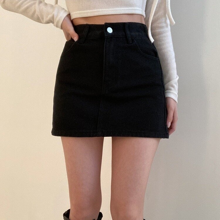 【SHORT/BASIC 丈別】デイリーコットンミニスカート5色 BLACK