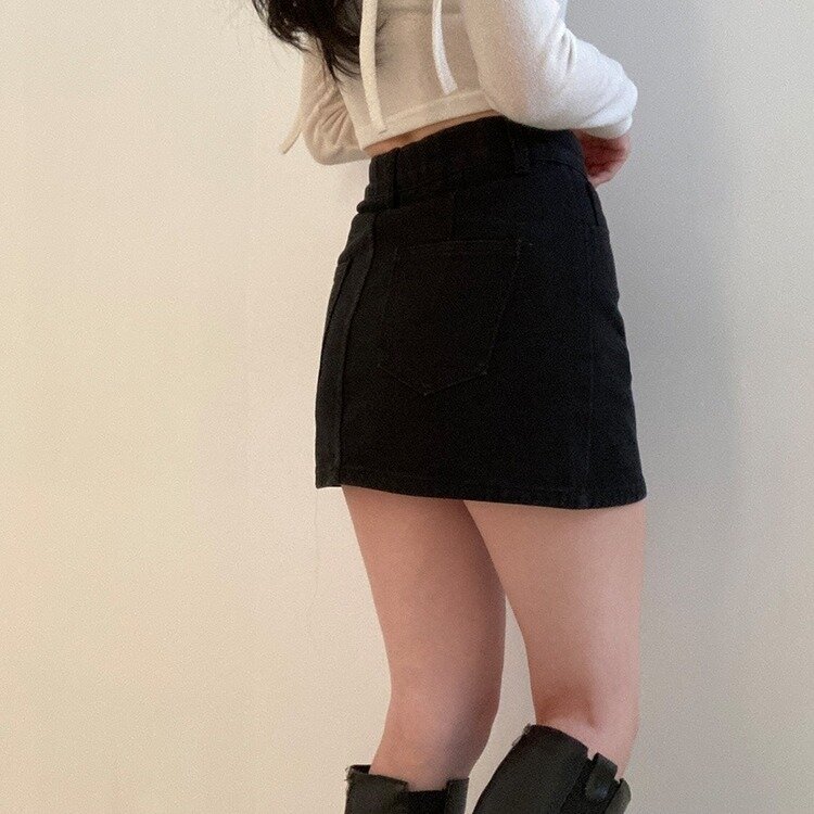 【SHORT/BASIC 丈別】デイリーコットンミニスカート5色 BLACK