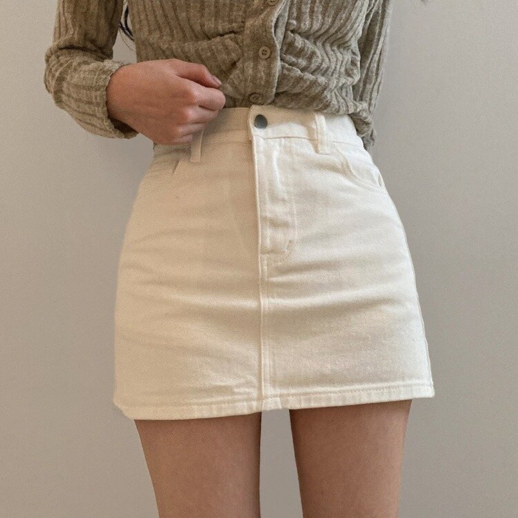 【SHORT/BASIC 丈別】デイリーコットンミニスカート5色 WHITE