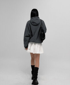 ジャンパー2枚セット UNISEX)ダブルジップアップフードウインドブレーカー7色