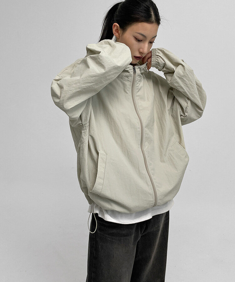 SJP9597 (UNISEX)ダブルジップアップフードウインドブレーカー7
