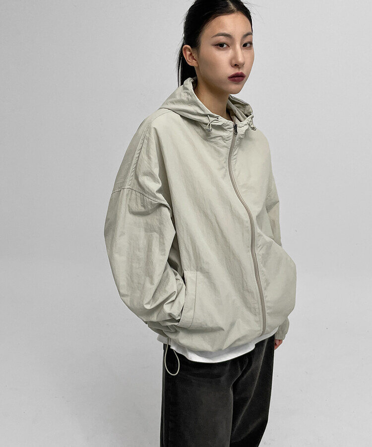 SJP9597 (UNISEX)ダブルジップアップフードウインドブレーカー7