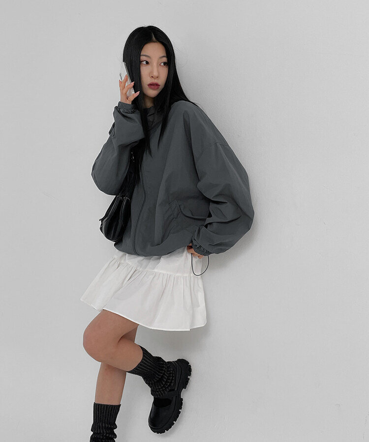 neith. ダブルジッパー ジャンパー UNISEX)ダブルジップアップフードウインドブレーカー7色