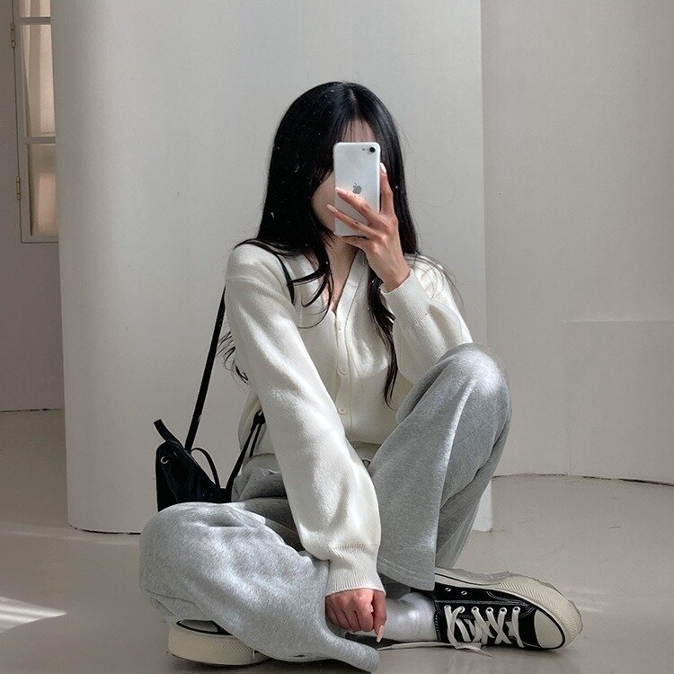 데일리 오오티디추천 브이넥 크롭 니트 가디건 크림