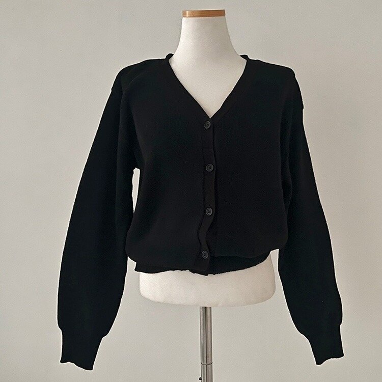 데일리 오오티디추천 브이넥 크롭 니트 가디건