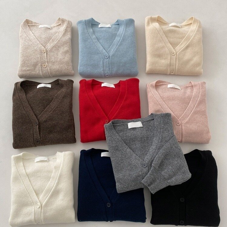 데일리 오오티디추천 브이넥 크롭 니트 가디건