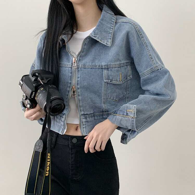 ダブルジップアップセミクロップデニムジャケット｜ジャケット｜韓国