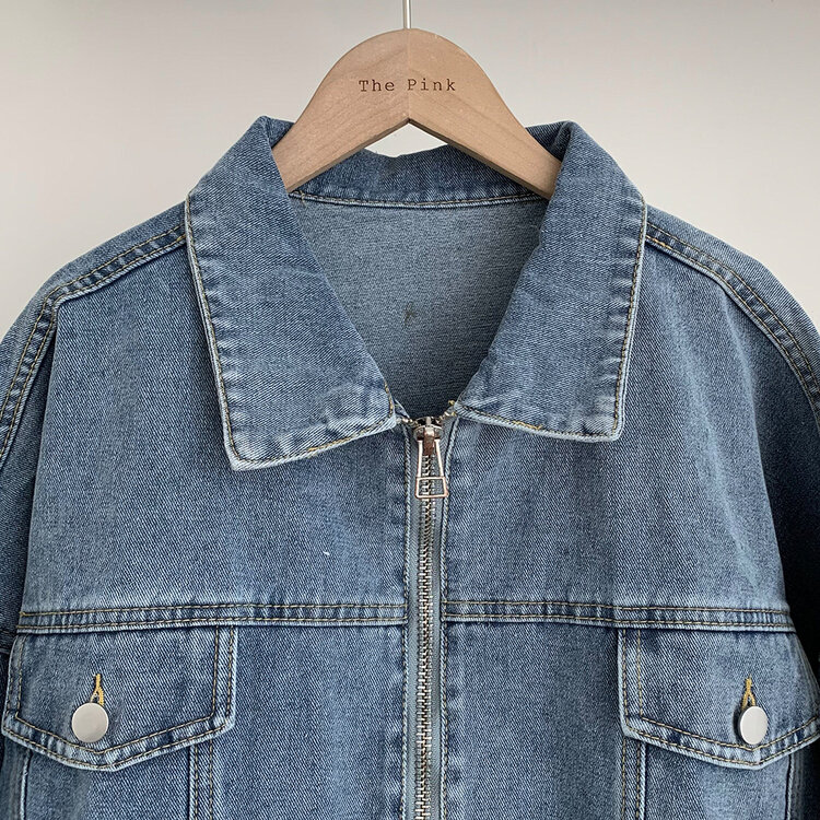 ダブルジップアップセミクロップデニムジャケット｜ジャケット｜韓国