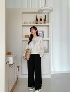 ワイド 【SHORT/LONG 丈別】バンディングパンツ10色 BLACK