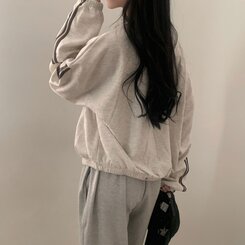 レタリングカジュアルダブルジップアップ MELANGE WHITE