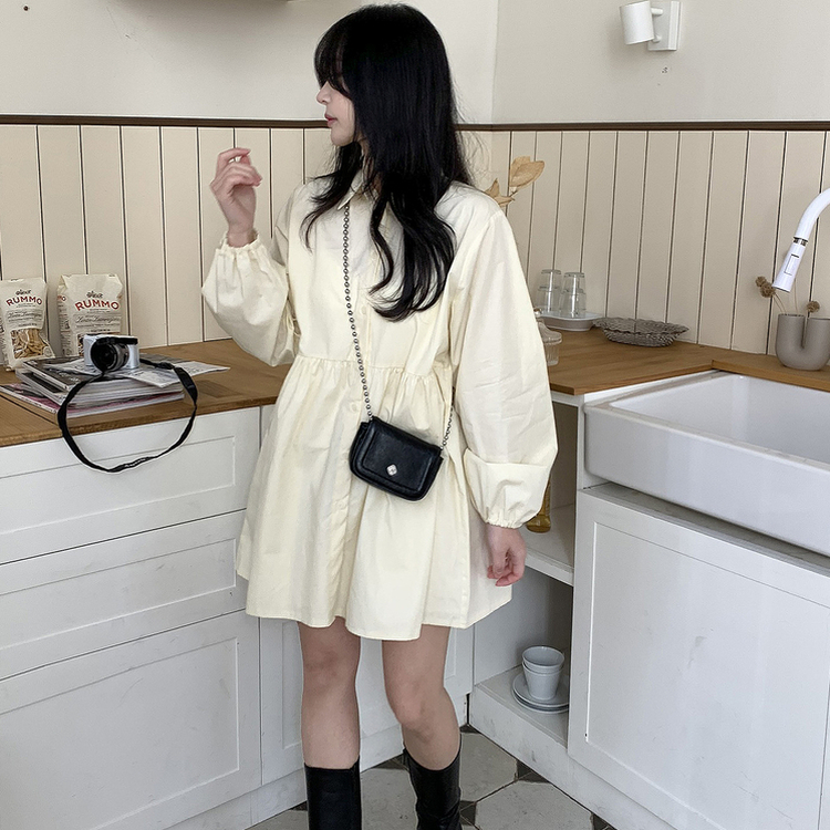 SOP20739 ガーリーシャーリングパフミニワンピース5色 ミニ