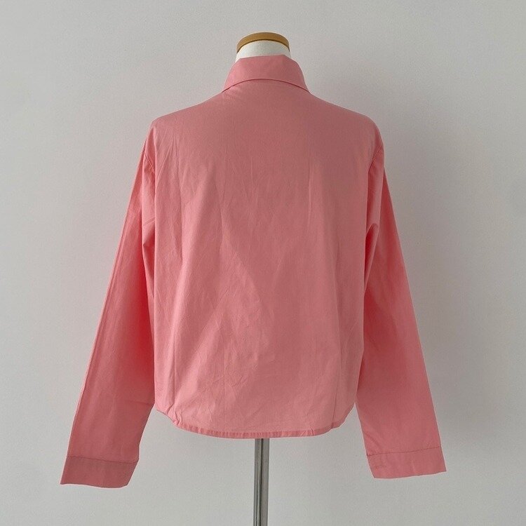 셔츠정석 베이직 코튼 무지 긴팔 크롭 셔츠 남방