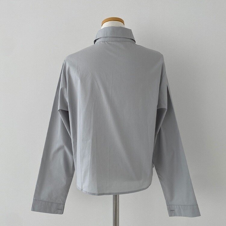 셔츠정석 베이직 코튼 무지 긴팔 크롭 셔츠 남방