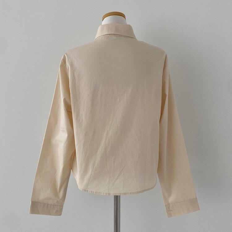 셔츠정석 베이직 코튼 무지 긴팔 크롭 셔츠 남방