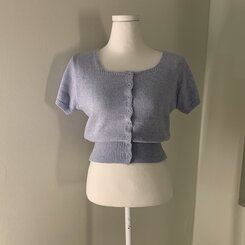 カーディガン カシミア3%スクエアネック半袖ニットカーディガン5色