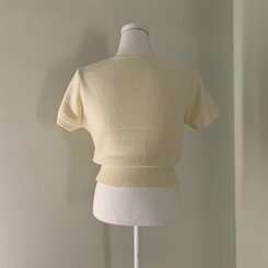 カーディガン カシミア3%スクエアネック半袖ニットカーディガン5色