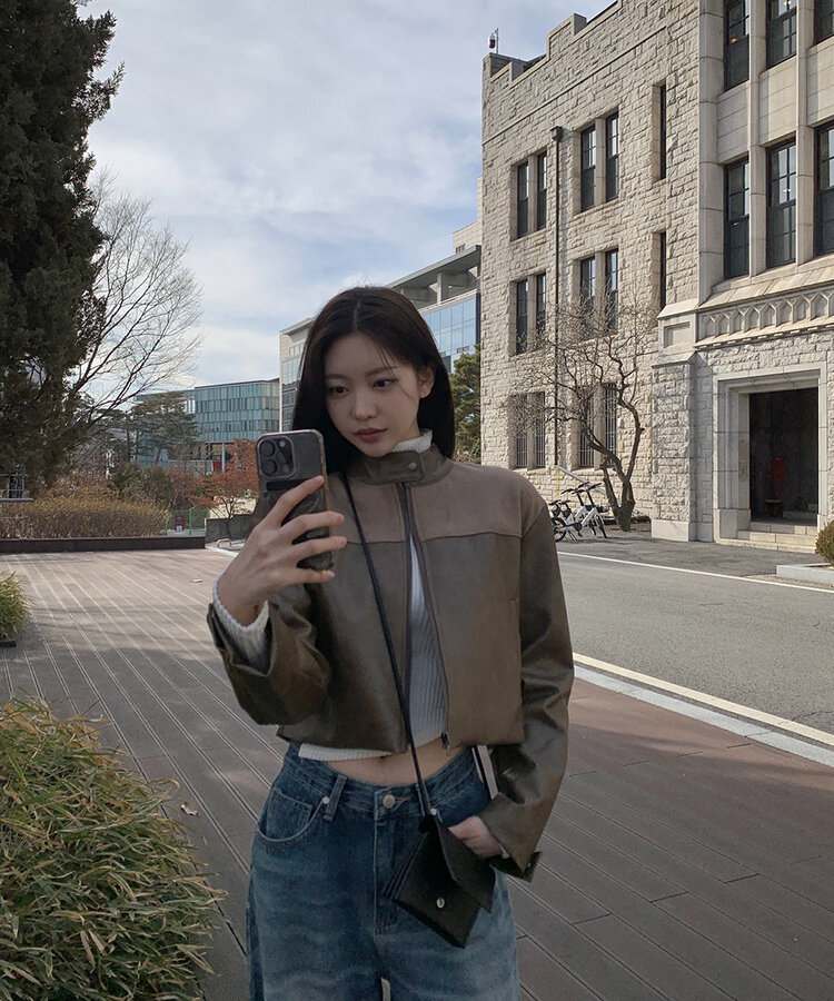 ンバイカラースエードクロップレザージャケット｜ジャケット