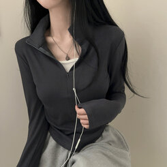 トレーニングハーフジップアップハイネック長袖Tシャツ CHARCOAL