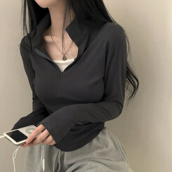 トレーニングハーフジップアップハイネック長袖Tシャツ CHARCOAL