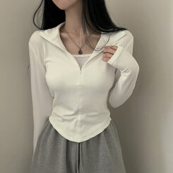 トレーニングハーフジップアップハイネック長袖Tシャツ IVORY