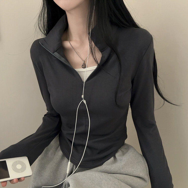 トレーニングハーフジップアップハイネック長袖Tシャツ CHARCOAL