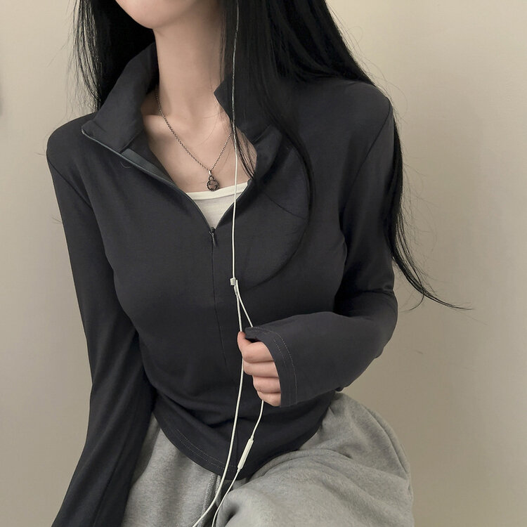 トレーニングハーフジップアップハイネック長袖Tシャツ CHARCOAL